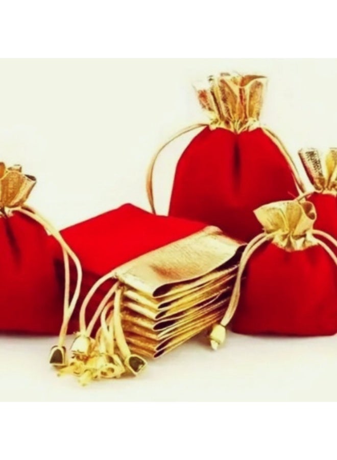 Red Golden-Trim Velvet Gift Bags 30 - Image 4